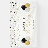 Bannière 1ère Anniversaire de enfant Black & Gold  (Vertical)