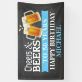 Bannière 50e anniversaire joyeuse et bière Bleu (Vertical)