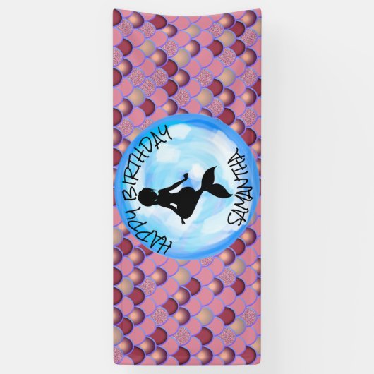 Bannière à échelles rose pourpre de mer de sirène (Vertical)