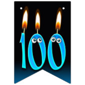 Bannière À Fanions 100e anniversaire bougies avec globes oculaires (Troisième drapeau)