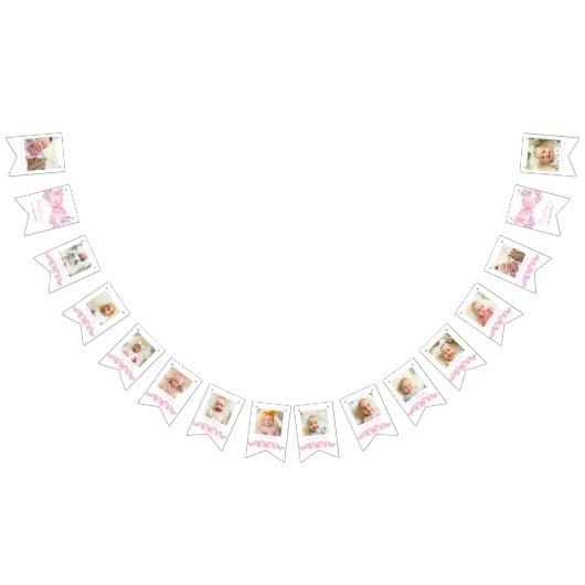 Bannière À Fanions 1er anniversaire Photo Papillon 12 mois (Tout)