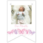 Bannière À Fanions 1er anniversaire Photo Papillon 12 mois (Troisième drapeau)