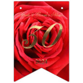 Bannière À Fanions 30e anniversaire du Mariage en 2024 Floral Red Ros (Deuxième drapeau)