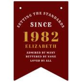 Bannière À Fanions 40e anniversaire 1982 Red Gold Nom Chic (Premier drapeau)