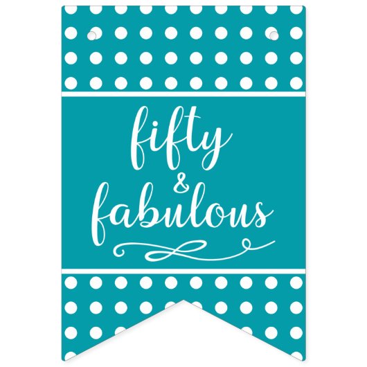 Bannière À Fanions 50 Et Fabuleux Points Blancs Turquoise (Deuxième drapeau)