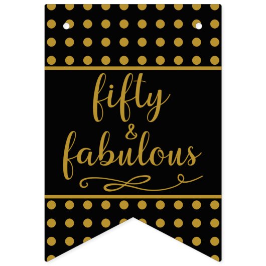 Bannière À Fanions 50 Et Fabuleux Points Noirs Or (Deuxième drapeau)