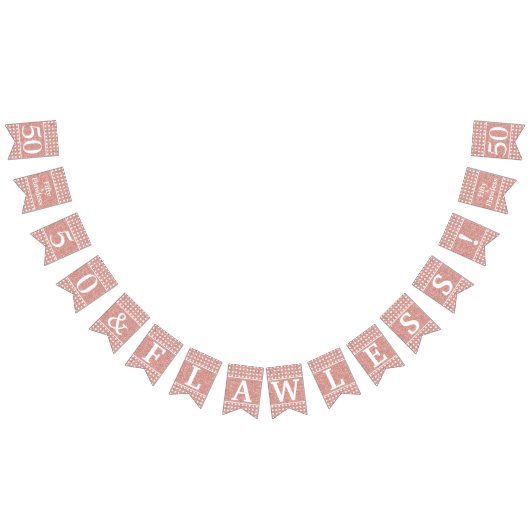 Bannière À Fanions 50 Et Rose sans faille Parties scintillant Or Blan (Tout)