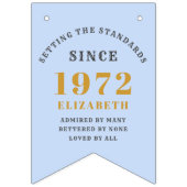 Bannière À Fanions 50e anniversaire 1972 Blue Gold Nom Chic (Premier drapeau)