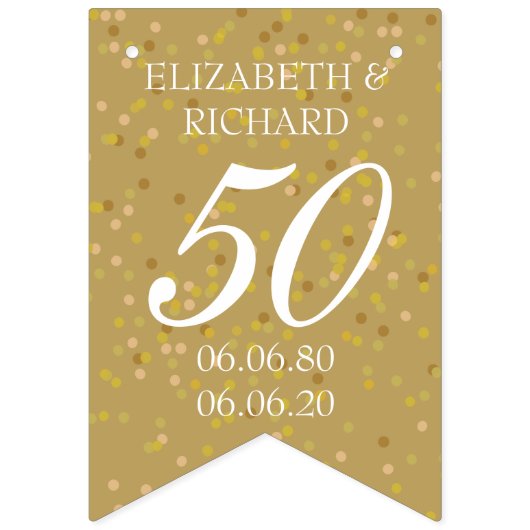 Bannière À Fanions 50e anniversaire de Mariage Gold Dust Confetti (Premier drapeau)