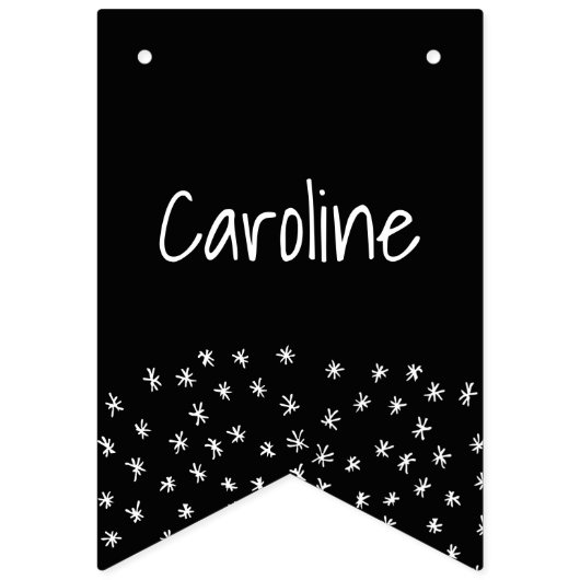 Bannière À Fanions 60 et main scintillante tirée noir et blanc (Premier drapeau)