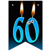 Bannière À Fanions 60e anniversaire bougies avec globes oculaires (Premier drapeau)