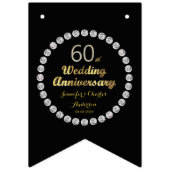 Bannière À Fanions 60e anniversaire du Mariage de diamant noir et or (Troisième drapeau)