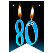 Bannière À Fanions 80e anniversaire bougies avec globes oculaires (Premier drapeau)