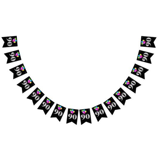 Bannière À Fanions 90e anniversaire ballons de fête (Tout)