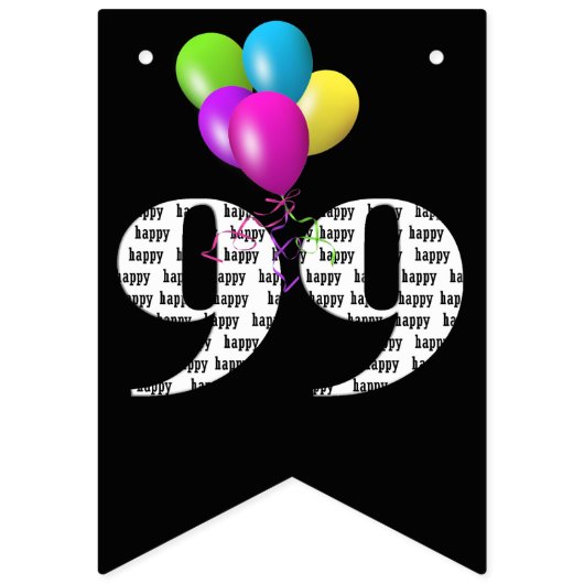 Bannière À Fanions 99e anniversaire ballons (Deuxième drapeau)