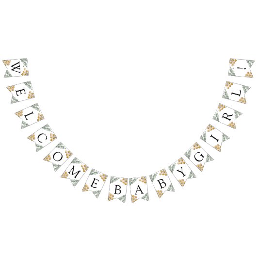 Bannière À Fanions Abeille d'or et Eucalyptus Texte personnalisé (Tout)