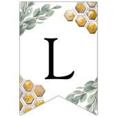 Bannière À Fanions Abeille d'or et Eucalyptus Texte personnalisé (Troisième drapeau)