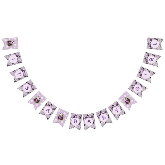 Bannière À Fanions Adorable Baby shower Ours Lilac Panda (Tout)
