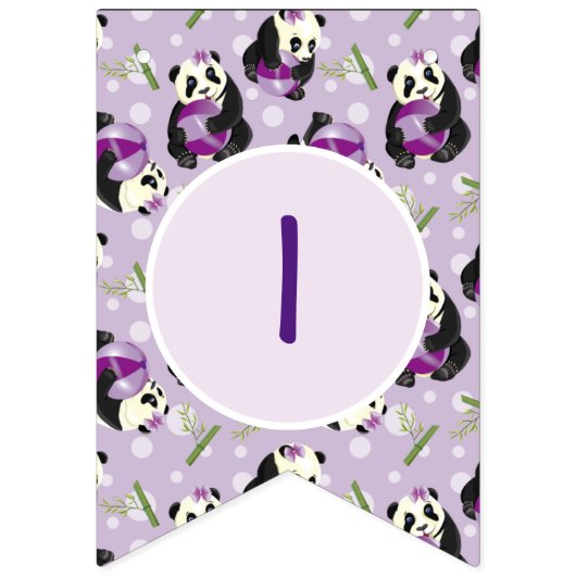 Bannière À Fanions Adorable Baby shower Ours Lilac Panda (Deuxième drapeau)