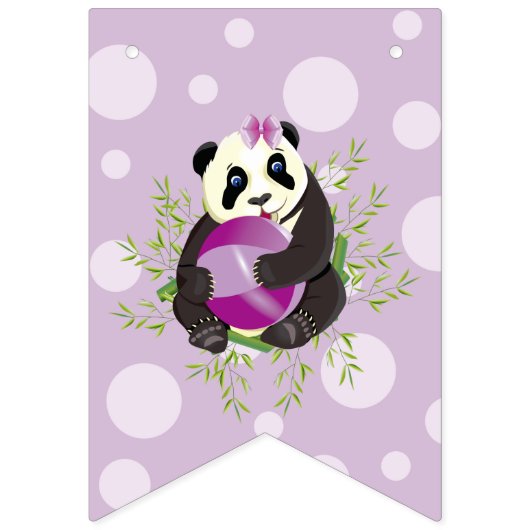 Bannière À Fanions Adorable Baby shower Ours Lilac Panda (Premier drapeau)