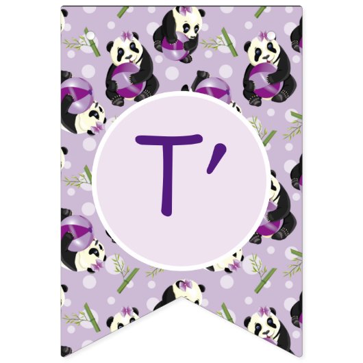 Bannière À Fanions Adorable Baby shower Ours Lilac Panda (Troisième drapeau)