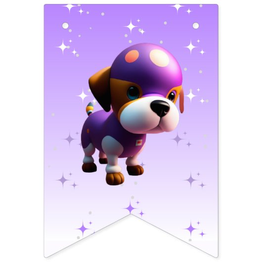 Bannière À Fanions Adorable mignonne chien Joyeux fête d'anniversaire (Premier drapeau)