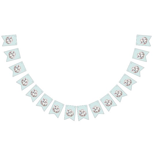 Bannière À Fanions Agneau mignon avec la couronne florale (Tout)