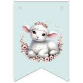Bannière À Fanions Agneau mignon avec la couronne florale (Premier drapeau)