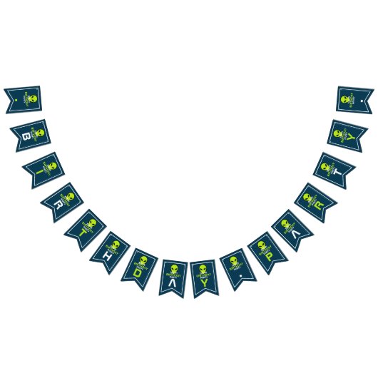 Bannière À Fanions Alien Sci-fi Vert, Anniversaire (Tout)