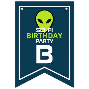 Bannière À Fanions Alien Sci-fi Vert, Anniversaire