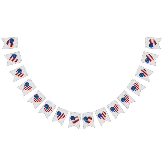 Bannière À Fanions American Flag Heart 4 juillet Parties scintillant (Tout)