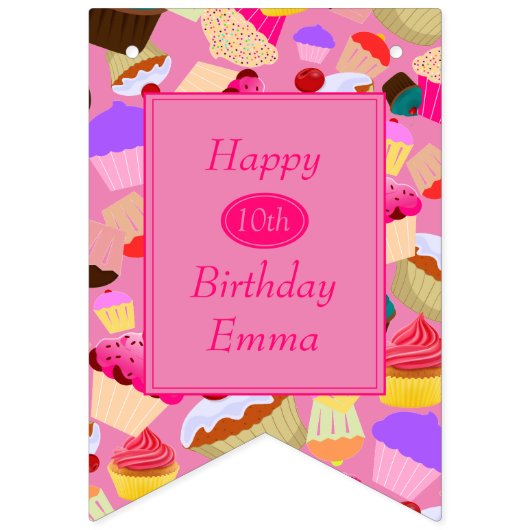 Bannière À Fanions Amusement, petit gâteau rose lumineux tout (Deuxième drapeau)