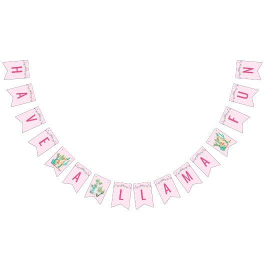 Bannière À Fanions Amusez-vous au Llama - Pink Llama Party (Tout)