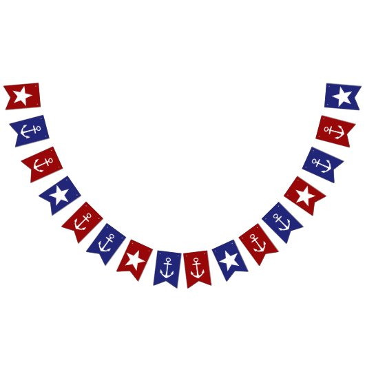 Bannière À Fanions Ancres et étoiles rouges blanches et bleues (Tout)