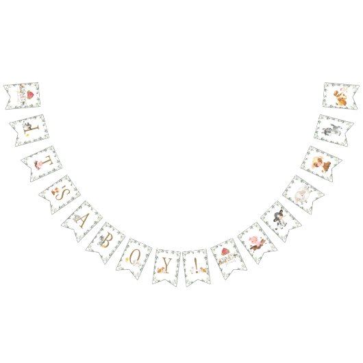 Bannière À Fanions Animaux de ferme Barnyard Green C'est un garçon  (Tout)