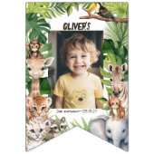 Bannière À Fanions Animaux Safari Theme Garçon photo d'anniversaire (Deuxième drapeau)