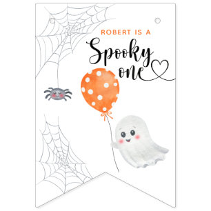 Bannière À Fanions Anniversaire de 1 an Watercolor Spooky One