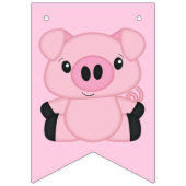 Bannière À Fanions Anniversaire de Cochon Rose (Premier drapeau)
