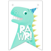 Bannière À Fanions Anniversaire de dinosaure de RAWR joyeux (Premier drapeau)