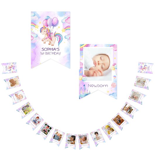 Bannière À Fanions Anniversaire de la licorne