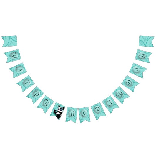 Bannière À Fanions Anniversaire du Panda Turquoise (Tout)