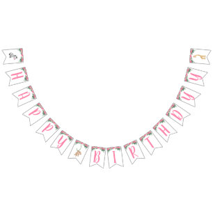 Bannière À Fanions Anniversaire d'un animal de Safari rose