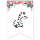Bannière À Fanions Anniversaire d'un animal de Safari rose (Premier drapeau)