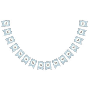 Bannière À Fanions Anniversaire Éléphant Bébé Bleu Clair
