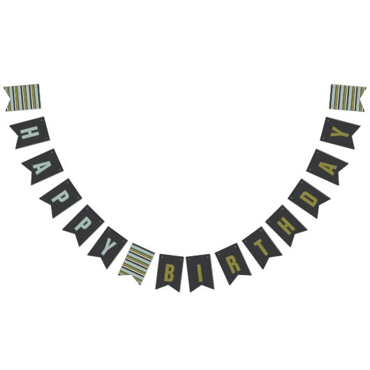Bannière À Fanions Anniversaire gris bleu, vert, de toile (Tout)