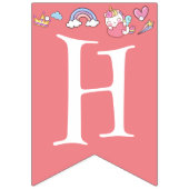 Bannière À Fanions Anniversaire kawaii arc-en-ciel unicorn galaxie (Deuxième drapeau)