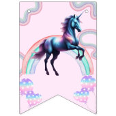 Bannière À Fanions Anniversaire kawaii arc-en-ciel unicorn galaxie (Premier drapeau)