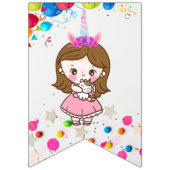 Bannière À Fanions Anniversaire kawaii princesse arc-en-ciel licorne (Premier drapeau)