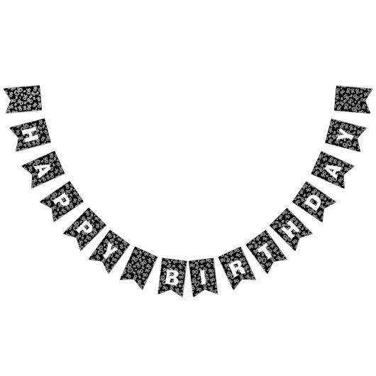 Bannière À Fanions Anniversaire noir et blanc audacieux de joyeux (Tout)