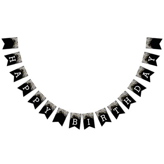 Bannière À Fanions Anniversaire noir et or (Tout)